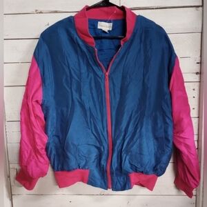 Vintage Jessica Roberts Size Medium Color Block Windbreaker Bomber Jacket Retro